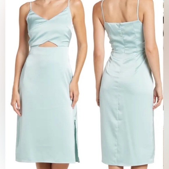 Sam Edelman Dresses & Skirts - Sam Edelman Women's Blue Sleeveless Satin Cutout Midi Dress Size 4